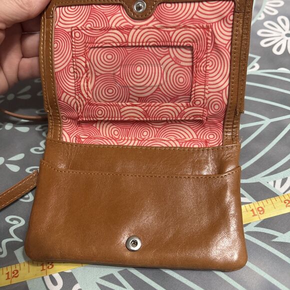 Vintage HOBO Camel Tan Leather Crossbody Wallet Y2K - Picture 2 of 8